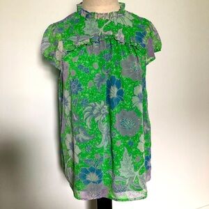 Joie Green Floral Blouse